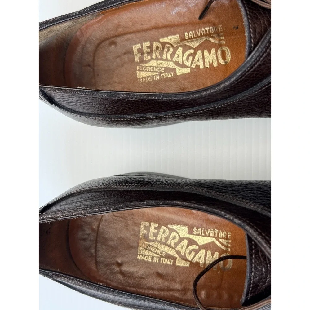 Salvatore Ferragamo Split Toe Derby Shoes‎ Mens 11 D EUC Lace-up Leather Dress